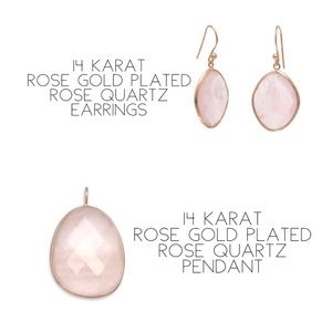 14Karat RoseGoldPlated RoseQuartz Pendant Earrings